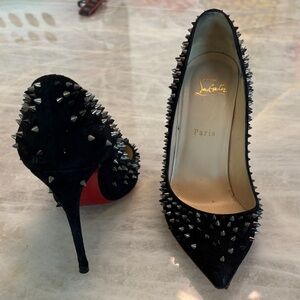 Christian Louboutin Black and Silver Spiked Heels